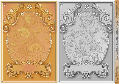 Gold and Silver Floral Scroll Card Fronts