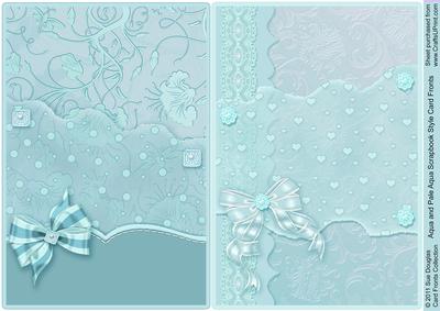 Aqua and Pale Aqua Scrapbook Style Card Fronts