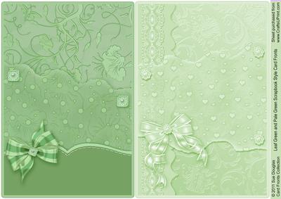Leaf Green and Pale Green Scrapbook Style Card Fronts