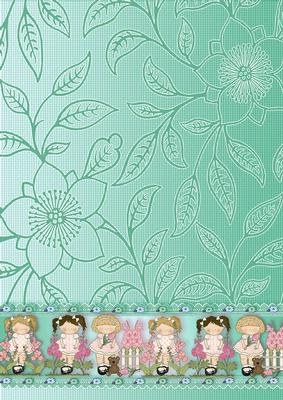 Aqua Flower Girls Backing Paper