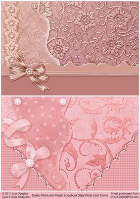 Dusky Peach and Peach Scrapbook Style Floral Card Fronts