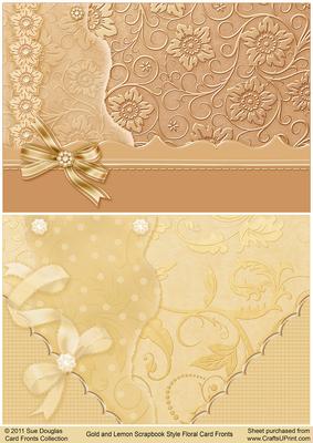 Gold and Lemon Scrapbook Style Floral Card Fronts