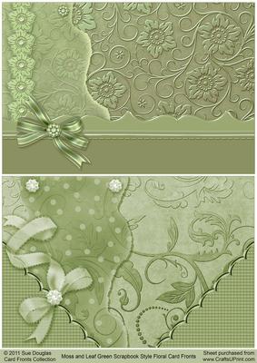 Moss and Leaf Green Scrapbook Style Floral Card Fronts