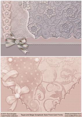 Taupe and Beige Scrapbook Style Floral Card Fronts