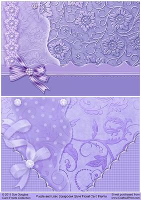 Purple and Lilac Scrapbook Style Floral Card Fronts