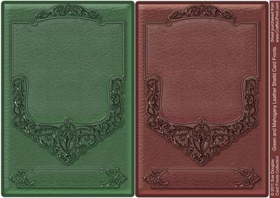 Green and Mahogany Leather Shield Card Fronts