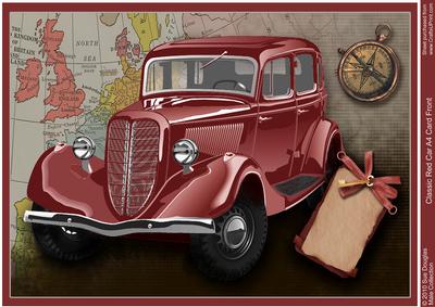 Classic Red Car A4 Card Front
