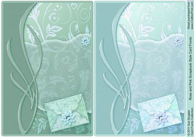 Green and Aqua Scrapbook Style Leaves Card Fronts