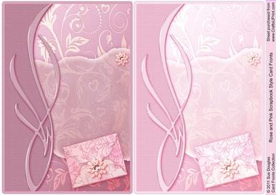 Rose and Pink Scrapbook Style Leaves Card Fronts