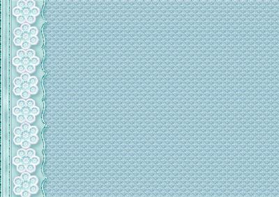 Pale Aqua Embossed with Embroidered Flower Border