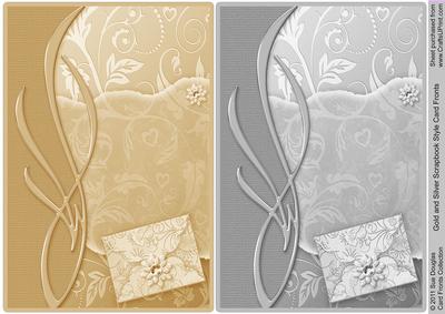 Gold and Silver Scrapbook Style Leaves Card Fronts