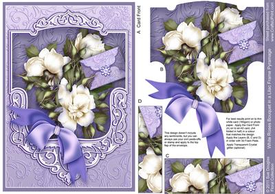 White Roses Bouquet in a Lilac Frame Pyramage