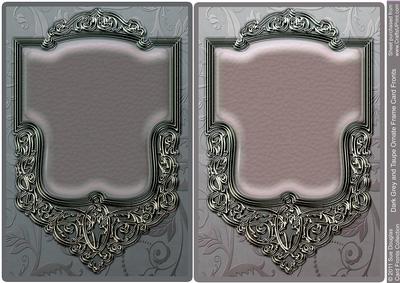 Dark Grey and Taupe Ornate Frame Card Fronts