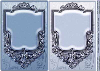 Blue and Pale Blue Ornate Frame Card Fronts
