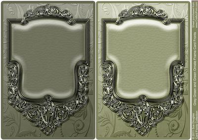 Grey Green and Green Ornate Frame Card Fronts