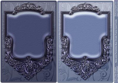 Navy and Periwinkle Blue Ornate Frame Card Fronts