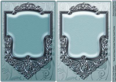 Teal and Aqua Ornate Frame Card Fronts