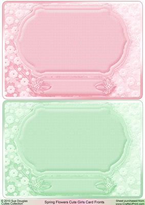 Spring Flowers Cute Girls Card Front Sheet