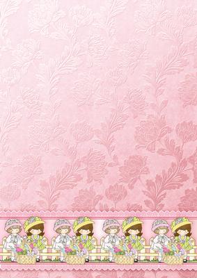 Spring Flowers Cute Girls Pink Matching Backing Paper