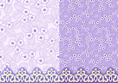 Purple Flowers and Leaves with Ornate Border Duo Paper