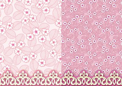 Pink Flowers and Leaves with Ornate Border Duo Paper