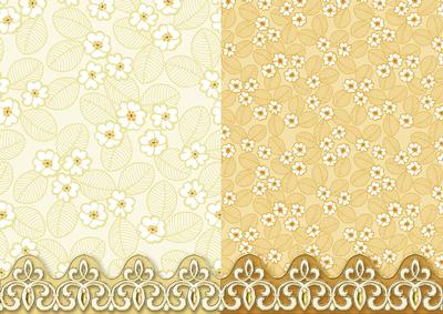 Gold Flowers and Leaves with Ornate Border Duo Paper