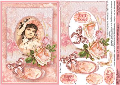 Vintage Girl in a Pink Bonnet Decoupage