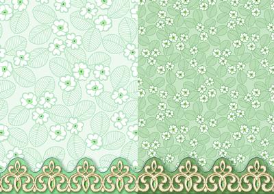 Green Flowers and Leaves with Ornate Border Duo Paper