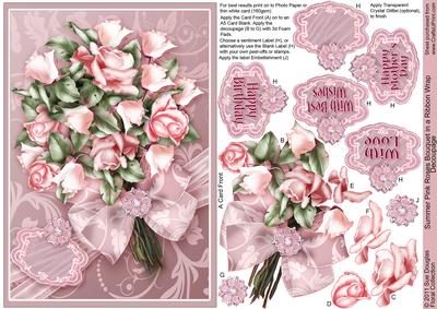Summer Pink Roses Bouquet in a Ribbon Wrap A5