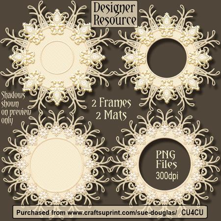 Designer Resource - Cream Mats and Frames Set 2 Cu4cu