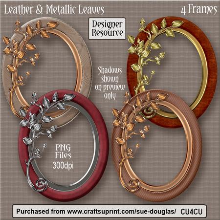 Designer Resource - Leather Metal Oval Frames & Leaves Cu4cu
