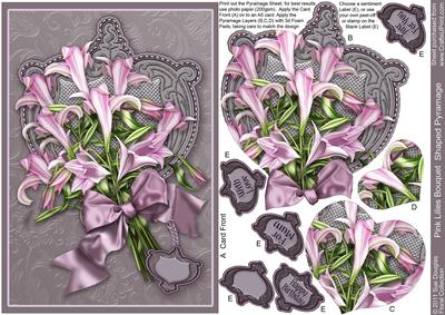 Pink Lilies Bouquet, Shaped Pyramage