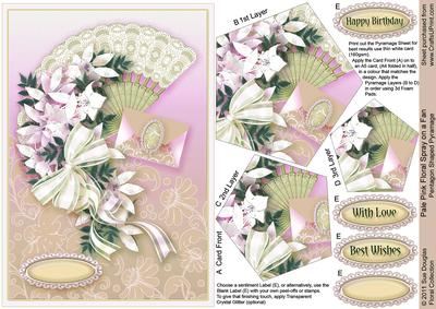 Pale Pink Floral Spray on a Fan Pentagon Pyramage