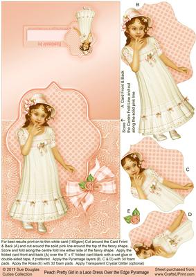 Peach Pretty Girl in a Lace Dress Over the Edge Pyramage