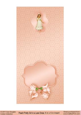 Peach Pretty Girl in a Lace Dress Matching 5in x 5in Insert