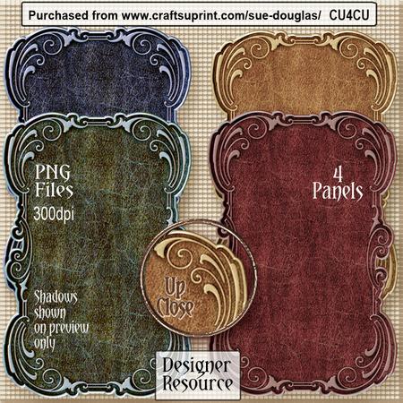 Designer Resource - Distressed Tooled Leather Panels Set 1