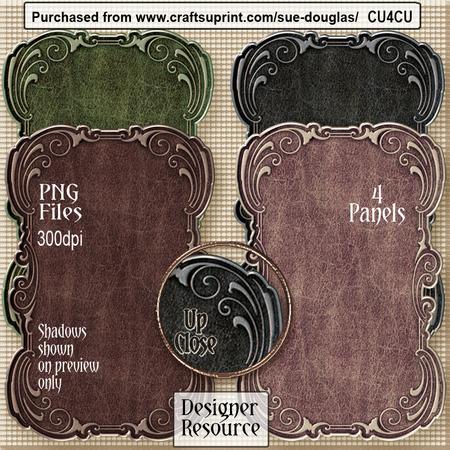 Designer Resource - Distressed Tooled Leather Panels Set 2