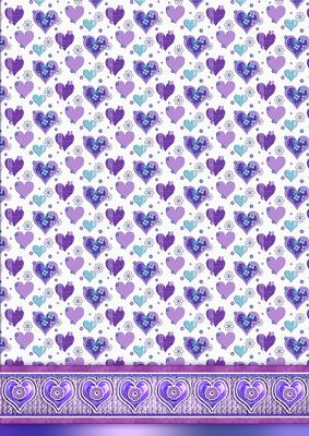Purple Pretty Hearts with a Hearts Border