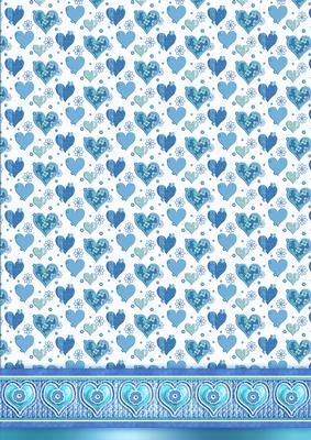 Aqua Pretty Hearts with a Hearts Border
