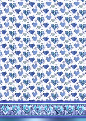 Blue Pretty Hearts with a Hearts Border