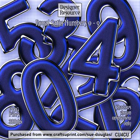 Designer Resource - Royal Satin Numbers 0 - 9