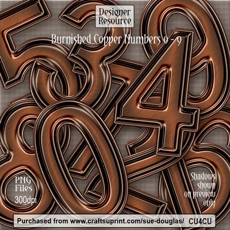 Designer Resource - Burnished Copper Numbers 0 - 9