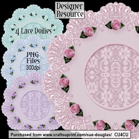 Designer Resource - Lace Doilies with Satin Roses