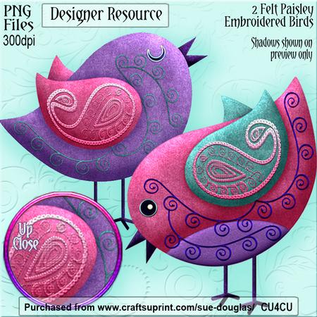Designer Resource - Felt Paisley Embroidered Birds