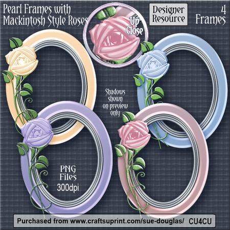 Designer Resource - Pearl Frames with Mackintosh Style Rose