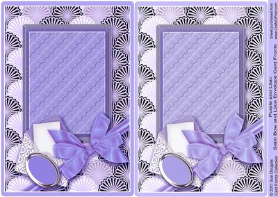 Purple and Lilac Satin Bow and Lace Envelope Card Fronts