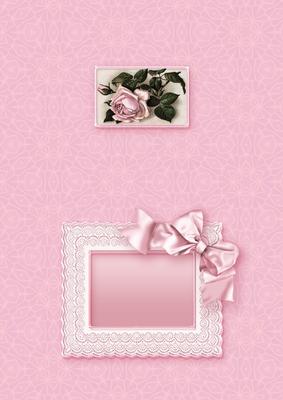 Pale Pink Rose in a Broiderie Anglaise Frame Matching A5 Ins