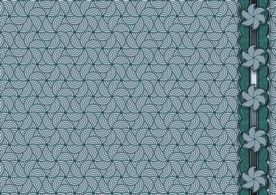 Teal Pinwheel with Suede Scalloped Border