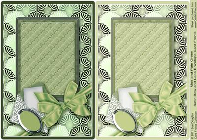 Moss and Pale Green Satin Bow and Lace Envelope Card Fronts