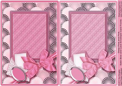 Deep Pink and Pink Satin Bow and Lace Envelope Card Fronts